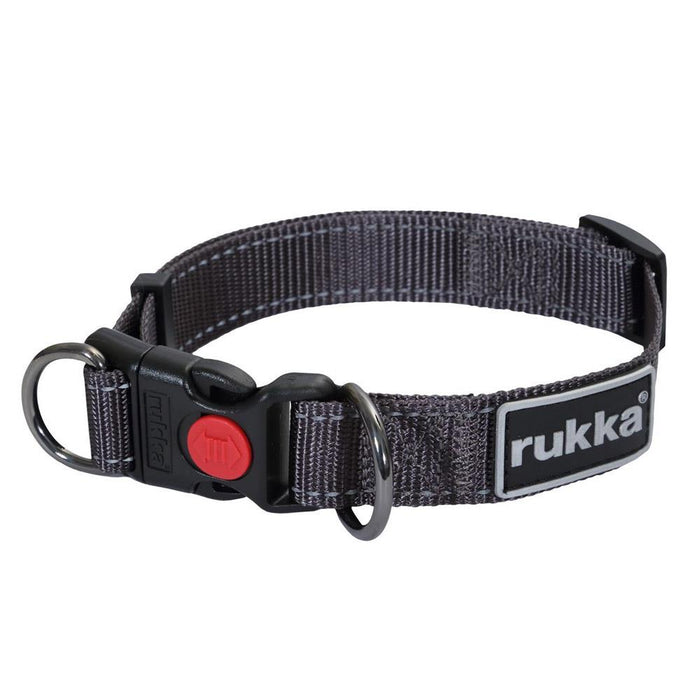 Collier de sécurité réglable pour chien Rukka Pets Bliss avec anneau en D et verrouillage de sécurité Fumé