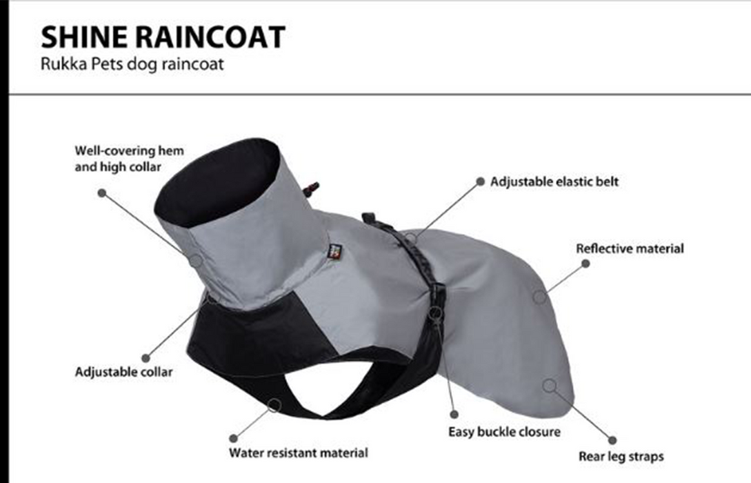 Rukka Pets Dog Shine Raincoat Reflect Grey