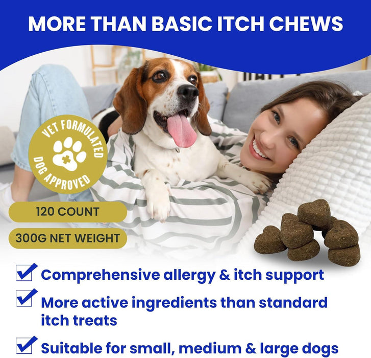Hamiltons Allergy & Itch Chews for Dogs 120 Immune Support Soft Chews, For Itchy Skin, Seasonal Allergies & Sensitive Dogs