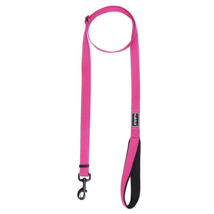 Rukka Pets Bliss Adjustable Reflective Padded Handle Dog Leash Hot Pink