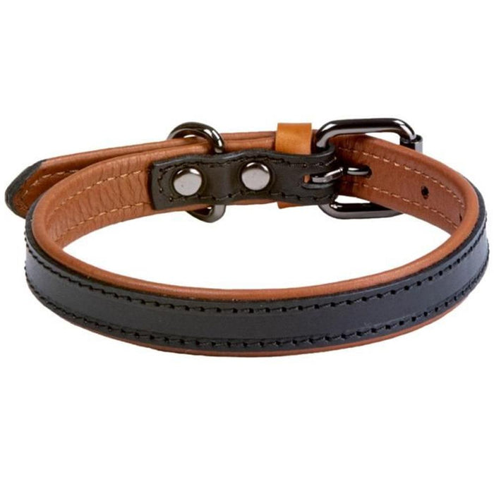Rukka Pets Dual Black Leather Dog Collar