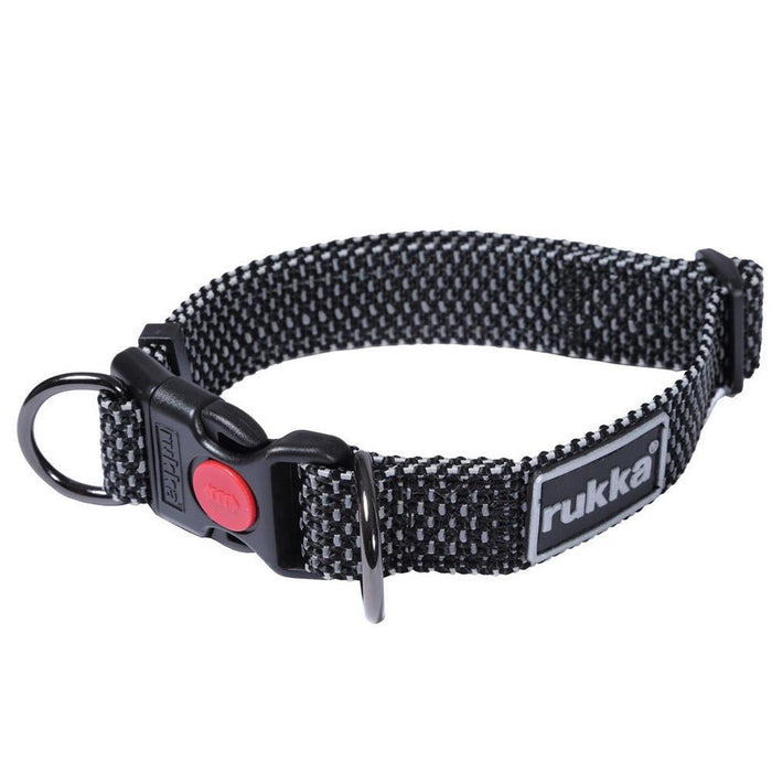 Rukka Pets Star Durable Adjustable D Ring Safety Lock Dog Collar Black