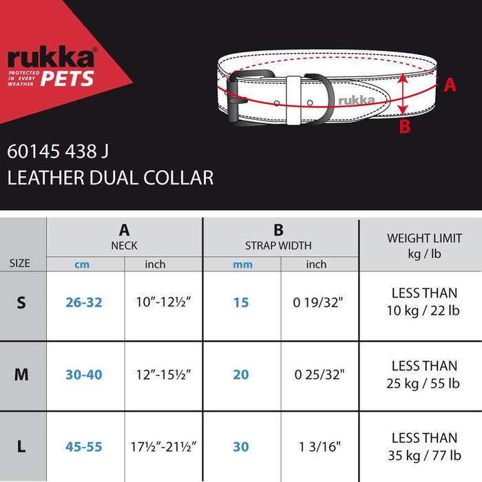 Rukka Pets Dual Black Leather Dog Collar