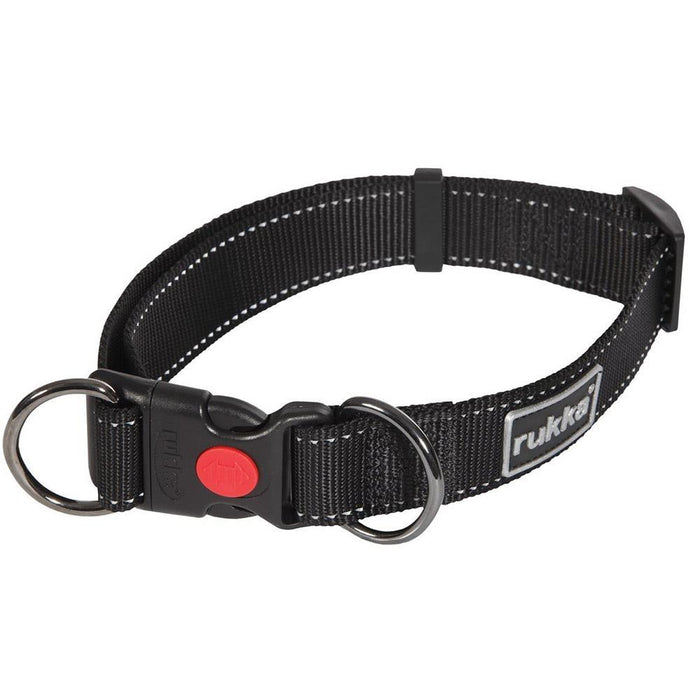 Rukka Pets Bliss Adjustable D Ring Safety Lock Dog Collar Black