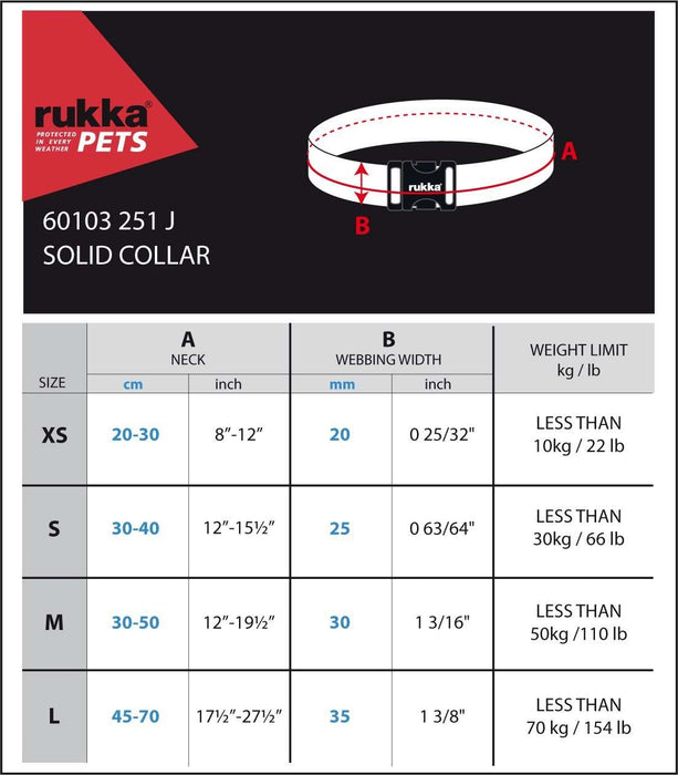 Rukka Pets Solid Adjustable Black Dog Collar